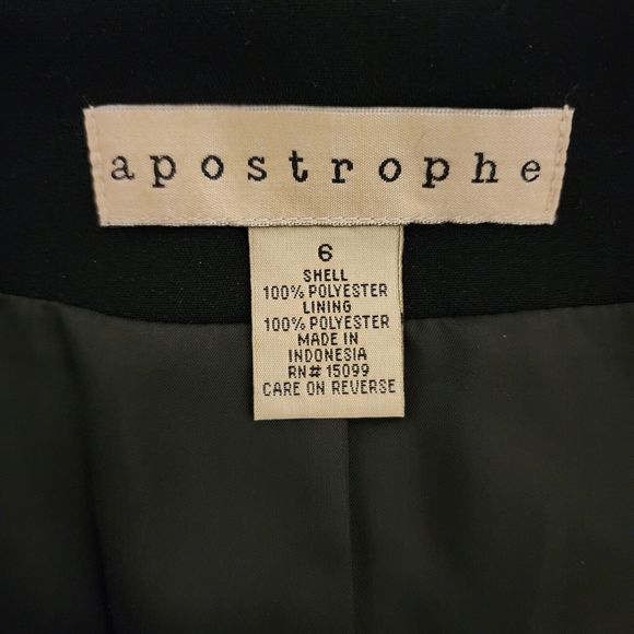 Apostrophe Womens Single Breasted 1-Button Blazer Black White Peak Lapel Size 6 - Picture 6 of 9